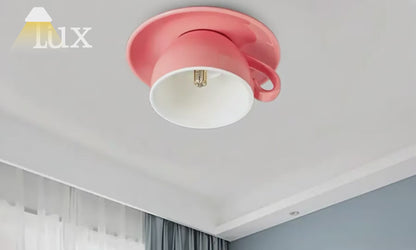Vivara Art Deco Ceramic Ceiling Light - 7-Color Options Cup Design for Bedroom