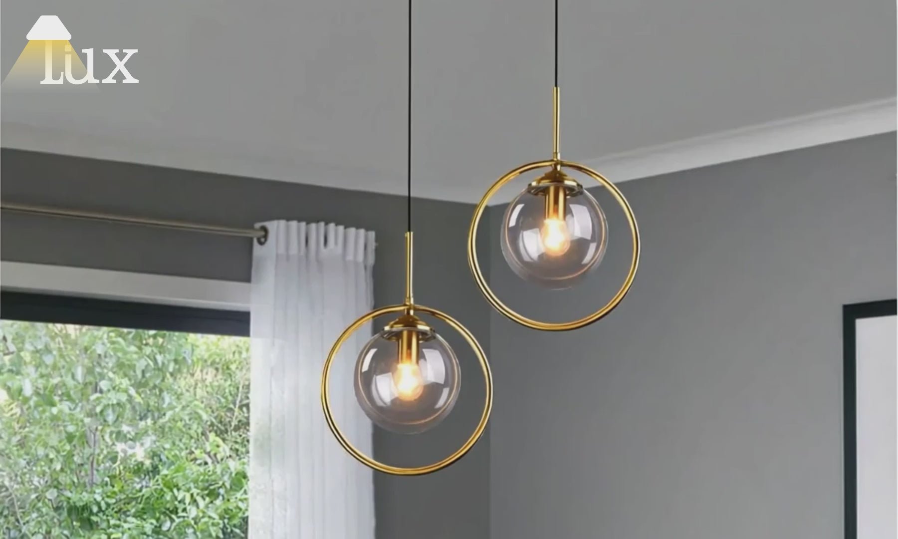 Lámpara colgante Vetro Modern Bubble – Gris/Cristal transparente con detalles metálicos para comedor