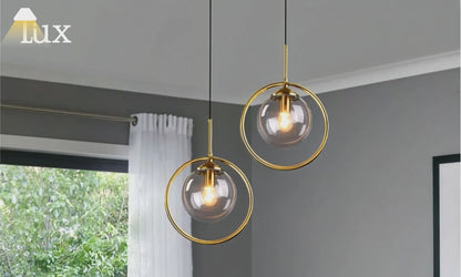 Vetro Modern Bubble Pendant Light – Grey/Clear Glass with Metal for Dining Room