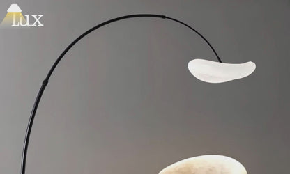 Velora Minimalist Floor Lamp - Curved Black/White Design, Dimmable for Living Room