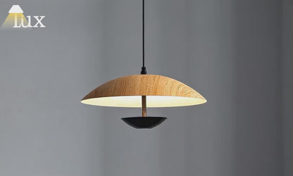 Lámpara colgante nórdica Irondale con capucha - Madera/Metal marrón para comedor