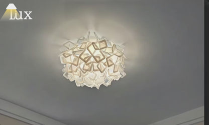 Lunara Art Deco Acrylic Ceiling Light - White Floral Design for Living Room