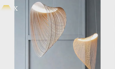 Lámpara colgante Zenno Art Deco - Diseño irregular de madera para comedor