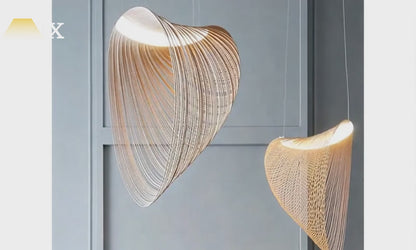 Zenno Art Deco Pendant Light - Irregular Wooden Design for Dining Room