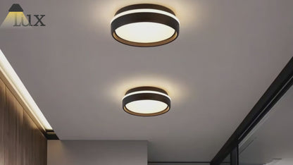 Embrace Modern Round Ceiling Light – Black or Grey Metal for Bedroom