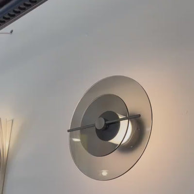Vetro Modern Wall Lamp -- Glass and Carbon Steel with Rotating Shade for Living Room Bedroom