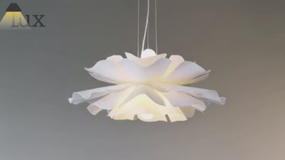 Crema Modern Flower-Shaped Pendant Light – White Metal/Acrylic for Dining Room