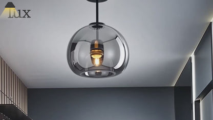 Vetro Modern Globe LED Ceiling Light/Pendant Light – Black/Gold for Hallway