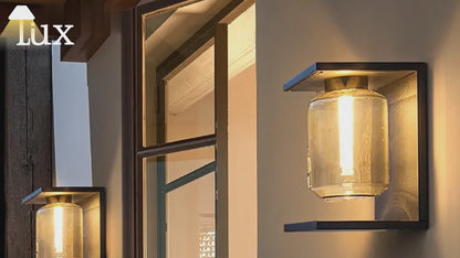 Irondale Industrial Solar LED Wall Lamp – Black Outdoor Light for Patio