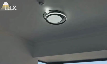 Stellar Modern Planet Ceiling Light - Black/Gold Metal for Living Room