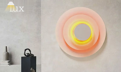 Lámpara de pared metálica Morandia Morandi - Diseño redondo azul/rosa/amarillo para sala de estar