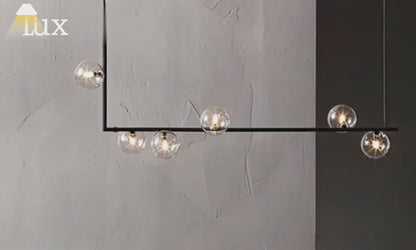 Lámpara colgante lineal minimalista Nebula - Metal negro/dorado y cristal para cocina