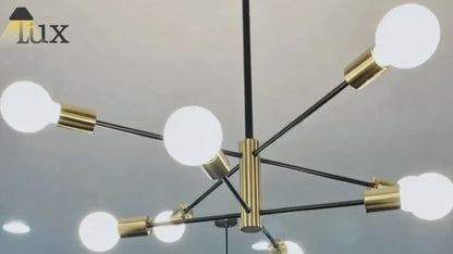 Nebula Modern Branching Chandelier – Black/Gold Metal Fixture 4/6/8 Heads Living Room