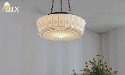 Crema Vintage Glass Pendant Light - White/Beige for Living Room