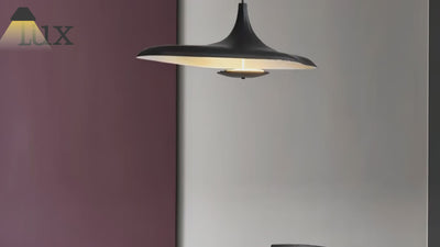 Lámpara colgante moderna Stellar con capucha – Resina/Metal blanco/negro para salón/comedor