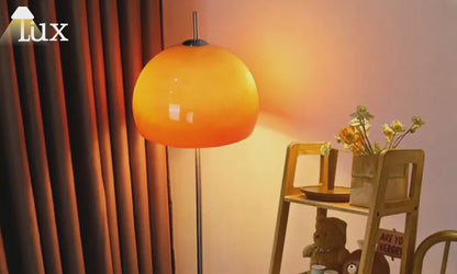 Crema Modern Round Floor Lamp - Metal/Glass in Orange for Living Room