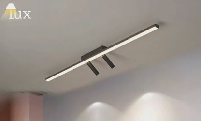 Lámpara de techo lineal minimalista Arcato – Estructura de metal negro para salón/dormitorio