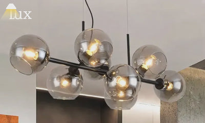 Lámpara de araña moderna Nebula - Metal negro/dorado para comedor