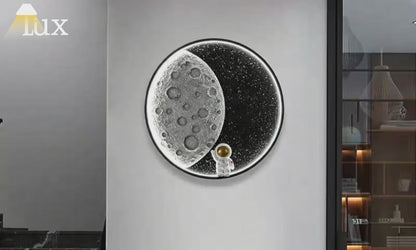Vivara Art Deco Metal Indoor Wall Light - Astronaut Moon Design for Children's Room