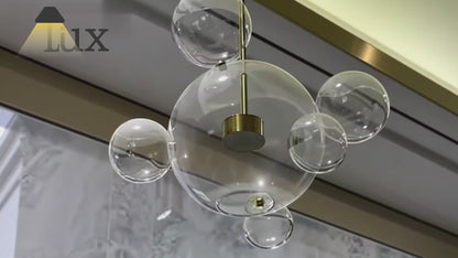 Vetro Modern Bubble Glass Pendant Light – Clear or Milky White for Dining Room