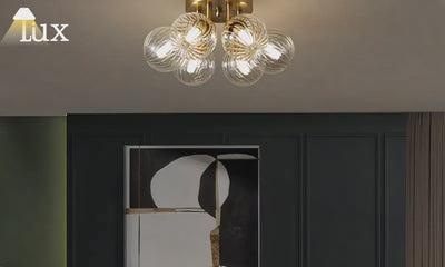 Lámpara de techo moderna Vetro - Metal dorado/Cristal para comedor