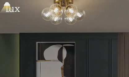Vetro Modern Ceiling Light - Gold Metal/Glass for Dining Room