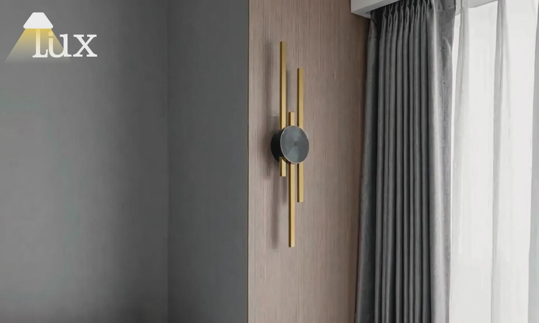 Lámpara de pared lineal moderna Arcato - Metal negro/dorado para sala de estar