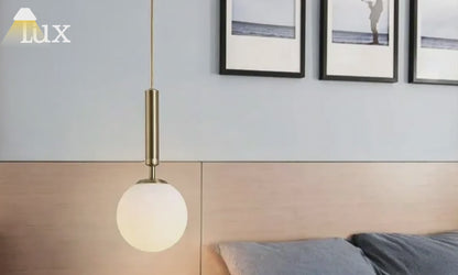 Vetro Modern Gold Pendant Light – Globular Glass/Metal Fixture for Dining Room