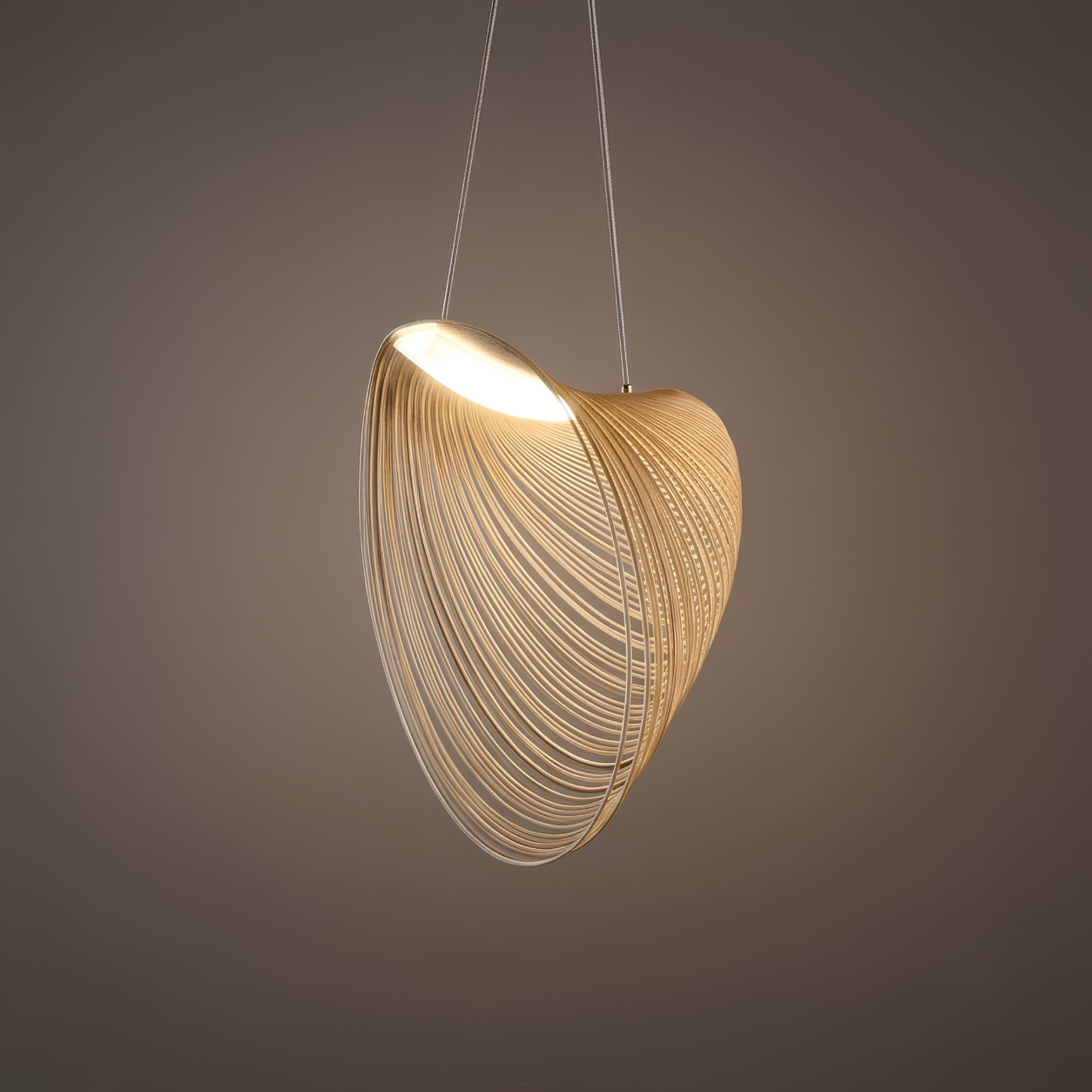Lámpara colgante Zenno Art Deco - Diseño irregular de madera para comedor
