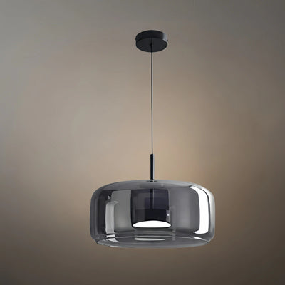Vetro Modern Hand-Blown Pendant Lamp — Smoked Glass & Metal Accent for Kitchen Island