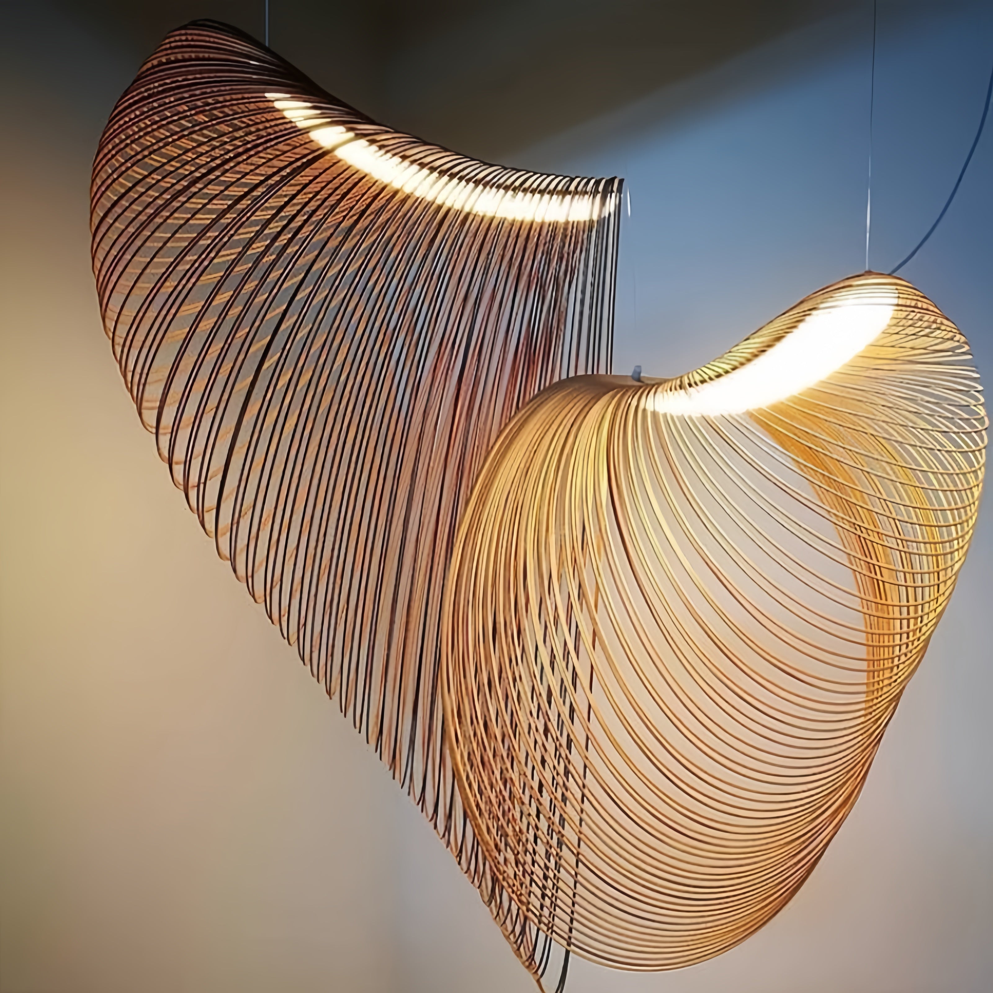 Zenno Art Deco Pendant Light - Irregular Wooden Design for Dining Room