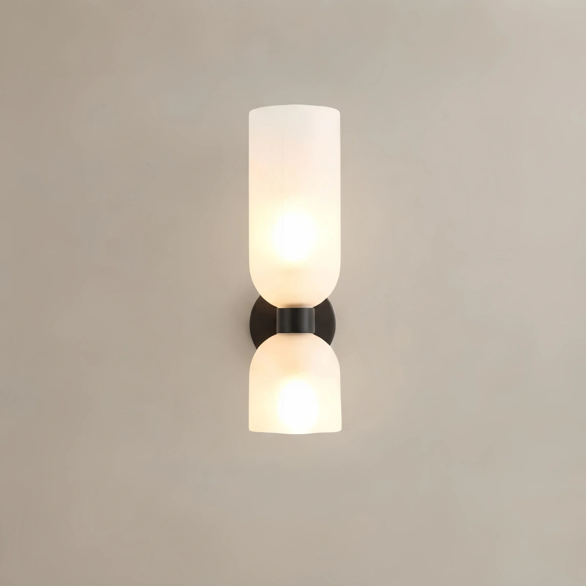 Vetro Modern Glass Wall Lamp - White/Blue/Gray Cylindrical Double Head for Bedroom