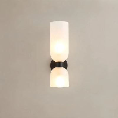Vetro Modern Glass Wall Lamp - White/Blue/Gray Cylindrical Double Head for Bedroom