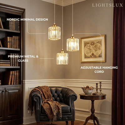 Vetro Nordic LED Pendant Light-Metal/Glass Black/Gold for Dining Room/Living Room